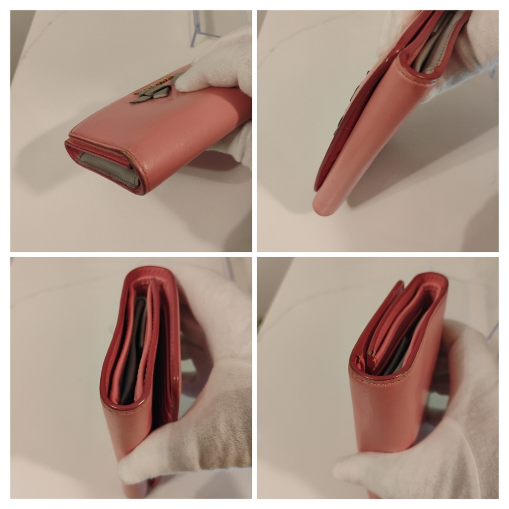 Miu Miu Medium Wallet - Pink Leather w/Gray Bow Detail - Picture 11 of 11